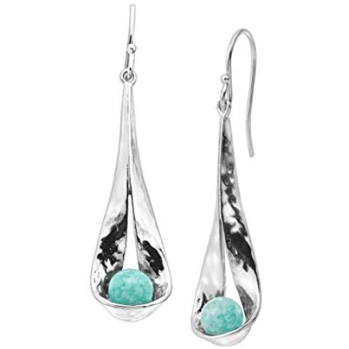 Silpada Blue Oasis Natural Amazonite Drop Earrings in Sterling Silver
