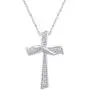Prime and Pure 1/10 Carat tw Cubic Zirconia Cross Charm Necklace Pendant in 925 Sterling Silver Jewelry