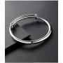 Fashion Women Jewelry Solid Imitation Sterling Bangle Bracelet Gift，Adjustable Bracelet(Silver)