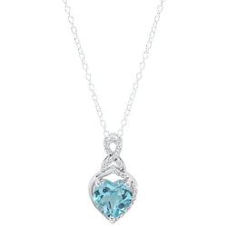 Dazzlingrock Collection 14K 8 MM Heart Shaped Gemstone & Round White Diamond Ladies Heart Pendant, White Gold