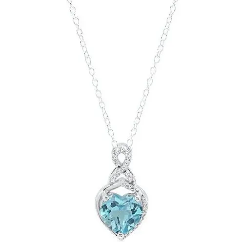 Dazzlingrock Collection 14K 8 MM Heart Shaped Gemstone & Round White Diamond Ladies Heart Pendant, White Gold