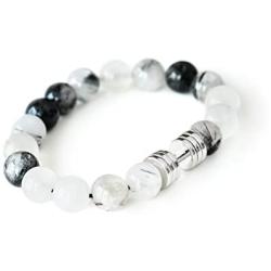 Rutile quartz Dumbbell bracelet Rhodium plated Fitness Gym Jewelry beaded bracelet