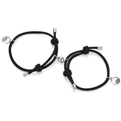 Dlihc 2pcs Magnetic Couple Bracelets for Women Men, Vows of Eternal Love Adjustable Jewelry Gifts for Lover Boyfriend Bestfriend