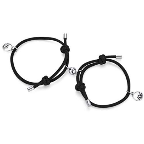 Dlihc 2pcs Magnetic Couple Bracelets for Women Men, Vows of Eternal Love Adjustable Jewelry Gifts for Lover Boyfriend Bestfriend
