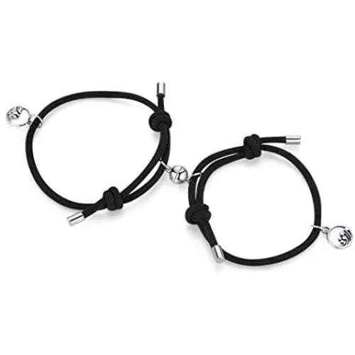 Dlihc 2pcs Magnetic Couple Bracelets for Women Men, Vows of Eternal Love Adjustable Jewelry Gifts for Lover Boyfriend Bestfriend