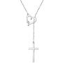 925 Sterling Silver Cubic Zirconia Faith Hope Love Cross Pendant Necklace for Women Teen Girls Y Lariat Necklace with Adjustable Chain First Communion Easter Gifts