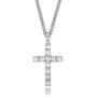 TOPGRILLZ 14K Gold Plated Solid Iced Out CZ Large Tennis Cross Pendant Necklace for Men Women Stainless Chain Gifts
