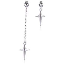 HZJCC Asymmetric Cross drop earring for women men White gold plated chain long earring geometry jewelry