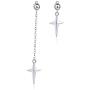 HZJCC Asymmetric Cross drop earring for women men White gold plated chain long earring geometry jewelry