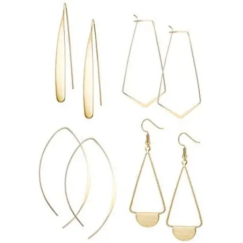 FIBO STEEL Curved Threader Dangle Earrings for Women Drop Hoop Bar Statement Earrings Set FIBO STEEL Curved Threader Dangle Earrings for Women Drop Hoop Bar Statement Earrings Set