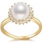 DENGGUANG Adjustable Pearl Rings Classic Pearl Open Rings Freshwater Cultured Pearl Ring with Cubic Zirconia Jewelry Gift for Women - White Pearl/Purple Pearl/Pink Pearl