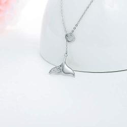 Mermaid Tail Necklace 925 Sterling Silver Heart Y Necklaces Jewelry Valentines Day Gift for Women
