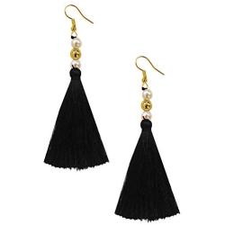 Florishkart Colorful Tassel Earrings 1 Tier Layered Bohemian, Eardrop Big Dangle Drop Fashion Jewelry Earrings For Womens Teen Girls Valentine Birthday Party Gift (White)
