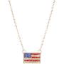 LUX ACCESSORIES Gold Tone American Flag Red Blue Crystal Rhinestones Necklace