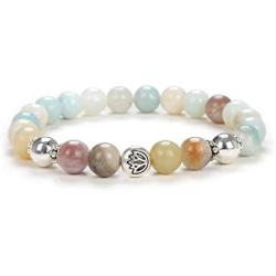 Self-Discovery 8mm Prayer Lotus Charm Bead Yoga Jewelry Handmade Stretchy Mala Energy Bracelet