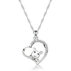 WUSUANED Delicate Hollow Heart Lovely Pig Pendant Necklace Pet Jewelry Pig Lover Gift