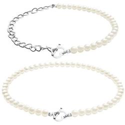 PANTIDE 2 Packs Y2K Pearl Heart Clasp Necklace Choker Silver Dainty Chain Link Necklace with Pearls 90s Antique Love OT Toggle Clasp Necklace Vintage Fashion Jewelry Accessories Gifts for Women Egirl