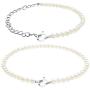 PANTIDE 2 Packs Y2K Pearl Heart Clasp Necklace Choker Silver Dainty Chain Link Necklace with Pearls 90s Antique Love OT Toggle Clasp Necklace Vintage Fashion Jewelry Accessories Gifts for Women Egirl