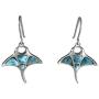 Sterling Silver Natural Larimar Manta Ray Dangle Earrings