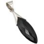 SilverStarJewel Sterling Silver Marquise Faceted Black Onyx Pendant 1.8'' Jewelery Gift