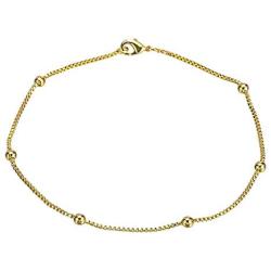 kelistom 14K Gold Plated Satellite Anklet for Women and Teen Girls, Box Chain Ankle Bracelet 9 10 11 inches, Soft and Waterproof