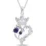 AFFY Luckenbooth (Scottish Symbol of Love) Thistle Heart Crown Simulated Amethyst Pendant Sterling Silver