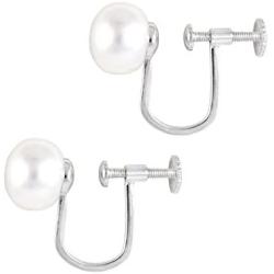 925 Sterling Silver Clip-on Non Pierced Earrings 8.5-9mm Handpicked AA Quality Cultured Freshwater Pearls