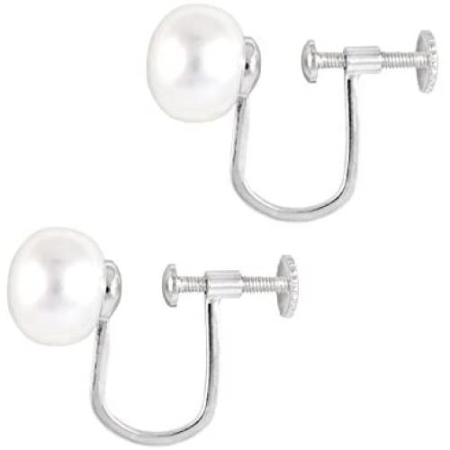 925 Sterling Silver Clip-on Non Pierced Earrings 8.5-9mm Handpicked AA Quality Cultured Freshwater Pearls
