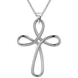 Besilver Irish Celtic Knot Cross Necklace 925 Sterling Silver Infinity Celtick Jesus Cross Pendant Necklace Women Men Heart Rose Cross Necklace Religious Jewelry for Wife Girlfriend