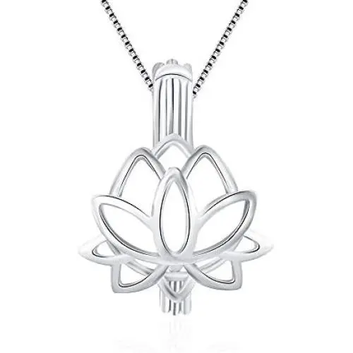 LGSY Sterling Silver Lotus Pearl Cage Pendants for Women, Essential Oil Diffuser Lockets for Pearl Jewelry LGSY Sterling Silver Lotus Pearl Cage Pendants for Women, Essential Oil Diffuser Lockets for Pearl Jewelry