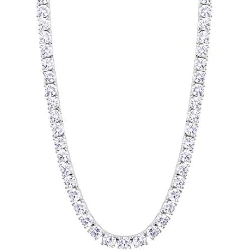 KRKC&CO Tennis Chain for Men, 14k Gold Chain for Men, Iced Out Chains Prong-Setting 5A Cubic Zirconia Stones Tennis Necklace, Hip Hop Jewelry for Rappers 3mm 4mm 5mm 6mm, 18 20 22 24 Inches