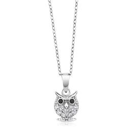 925 Sterling Silver Owl Pendant Necklace With 18 Inch Chain Set with Zirconia from Swarovski