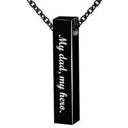 Fanery Sue Custom Urn Necklace for Ashes Personalized Name Memorial Cremation Jewelry Vertical Bar Pendant