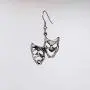 Comedy Tragedy Masks for Drama Theater and Actors Silver Finish Pewter Dangle Earrings Comedy Tragedy Masks for Drama Theater and Actors Silver Finish Pewter Dangle Earrings