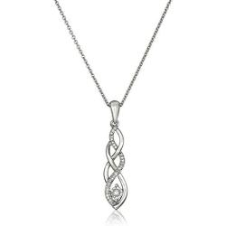 Amazon Collection Sterling Silver Diamond Twist Pendant Necklace and Earrings Box Set (1/5 cttw), 18''