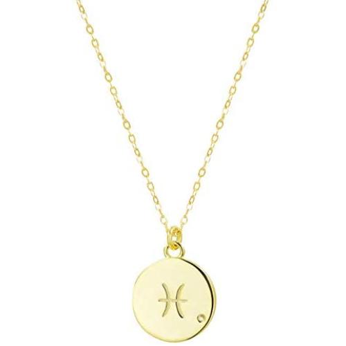 HOTIE Constellation Necklace for Women Girls - 18K Gold Plated Dainty Round Pendant Necklace Jewelry Gift