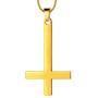Hipunk Inverted Cross Necklace Mens 316L Stainless Steel Upside Down Cross Pendant 18k Gold/Black Gun Plated Religious Jewelry