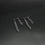 JSEA Stainless Steel Double Tassel Curb Chain Long Dangle Earrings Hypoallergenic Black Silver Gold Earring