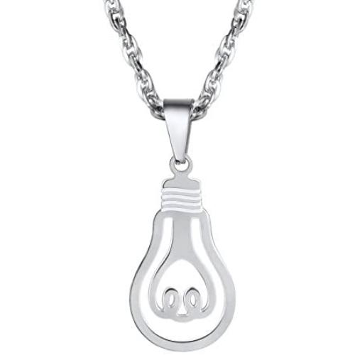 PROSTEEL Light Bulb Necklace,Lightbulb Silhouette,Bright Idea,Smart Necklace,Brainstorming Necklace,Lightbulb Moment