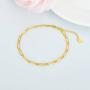 Solid 18k Gold Paper Clip Link Chain Bracelet for Women, Real 18 Carat Gold Minimalist Jewerly Gifts for Her, (3MM, 6.5-7.5 Inch)