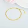 Solid 18k Gold Paper Clip Link Chain Bracelet for Women, Real 18 Carat Gold Minimalist Jewerly Gifts for Her, (3MM, 6.5-7.5 Inch)