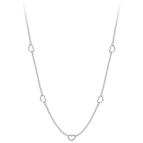555Jewelry Womens Stainless Steel Mini Multi Heart Love Dainty Chain Necklace