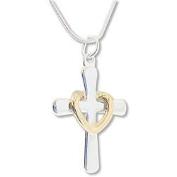 Yves Renaud Cross Charm Jewelry with Multiple Styles Dainty Black Cross, Cross with Heart, Cross with Solitaire Crystal Pendant Necklaces on 20'' Silver Plated Chain - Fashion Jewelry for Women, Girls