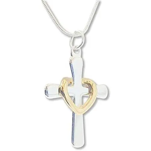 Yves Renaud Cross Charm Jewelry with Multiple Styles Dainty Black Cross, Cross with Heart, Cross with Solitaire Crystal Pendant Necklaces on 20'' Silver Plated Chain - Fashion Jewelry for Women, Girls