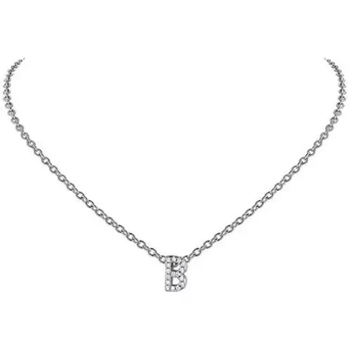 ChainsHouse CZ Initial Letter Pendant Necklace Mens Womens, 18K Gold/Platinum Plated Cubic Zirconia Personalized Name Necklace Tiny Letters Charm for Girls, Alphabet 26 A to Z