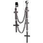 Punk Cuff Tassel Chain Earrings, Stainless Steel Cross Ear Cuff Crawler Climer Earring for Women Girls Men,Multi Layered Chain Drop Fashion Jewelry