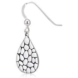 Vanbelle Sterling Silver Jewelry Pebble Inspired Teardrop Earring with Antique Finish for Women and Girls