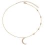 Savlano 14K Gold Plated Cubic Zirconia Round Cut Moon & Stars 18 Inches Pendant Chain Necklace for Women & Girls