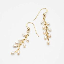 Pearl Drop Dangle Earrings for Women 14K Gold Filled Small Real White Freshwater Cultured Pearl Earrings COMOTO Jewelry