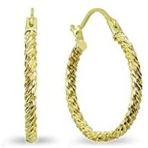 14K Gold 2x12mm Textured Twist Round Lightweight Click-Top Hoop Earrings 14K Gold 2x12mm Textured Twist Round Lightweight Click-Top Hoop Earrings